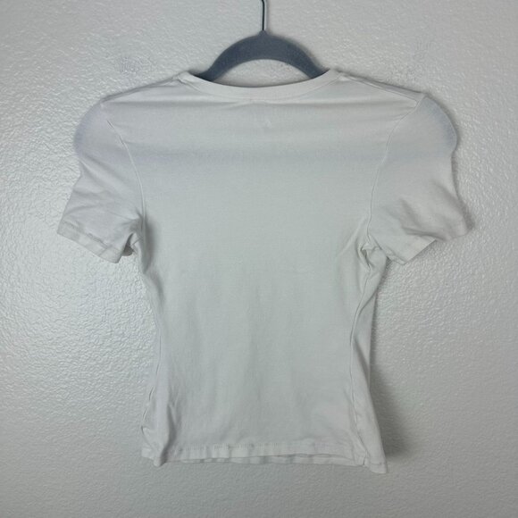 Skims Cotton Jersey Stretch Tee Shirt S Off White Minimalist Contemporary - Picture 7 of 7